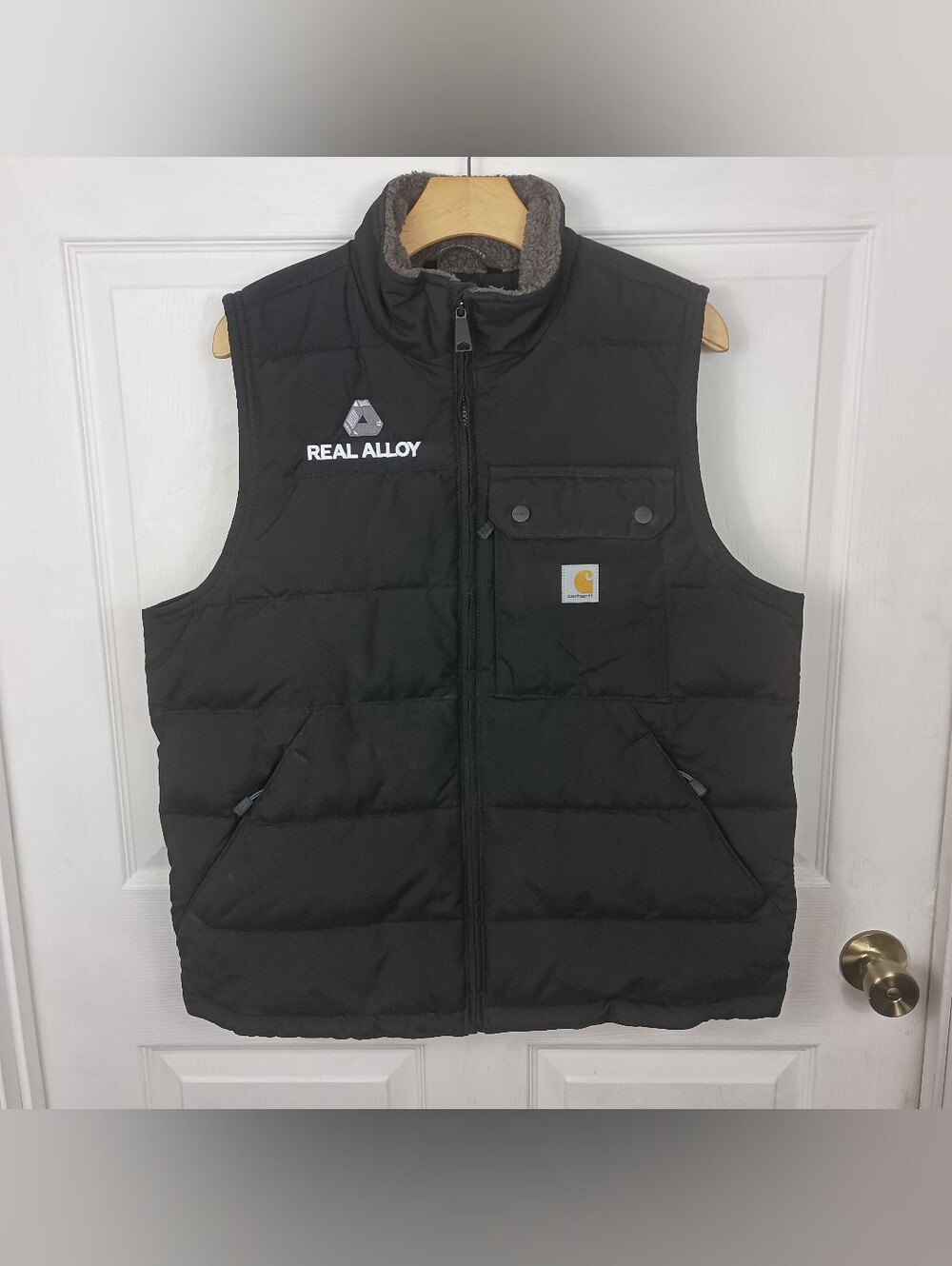 Carhartt Insulated Vest Mens Medium Black Rain Defender Sherpa Utility Workwear